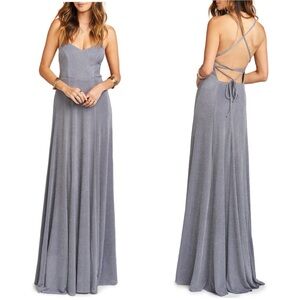Show Me Your Mumu Godshaw Goddess Gown Gray Metallic Size M